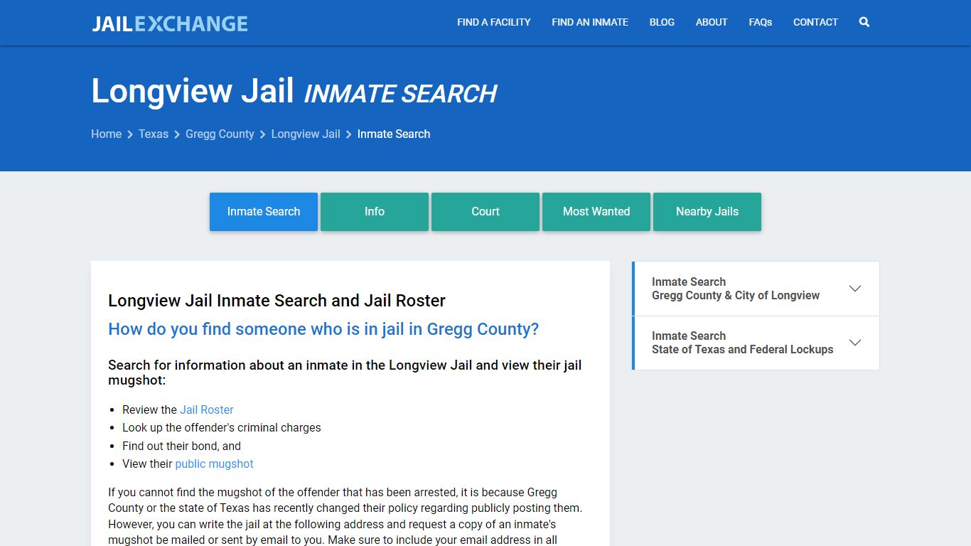 Inmate Search: Roster & Mugshots - Longview Jail, TX - Jail Exchange